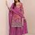 Pink embroidered chinon semi-stitched palazzo style salwar suit