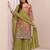 Olive green embroidered chinon semi-stitched palazzo style salwar suit