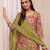 Olive green embroidered chinon semi-stitched palazzo style salwar suit