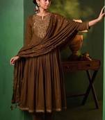 Women Ethnic Motifs Embroidered Empire Thread Work Kurta with Trousers & With Dupatta