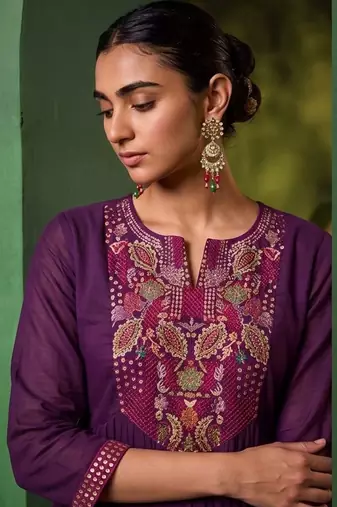 Women Ethnic Motifs Embroidered Empire Thread Work Kurta with Trousers & With Dupatta