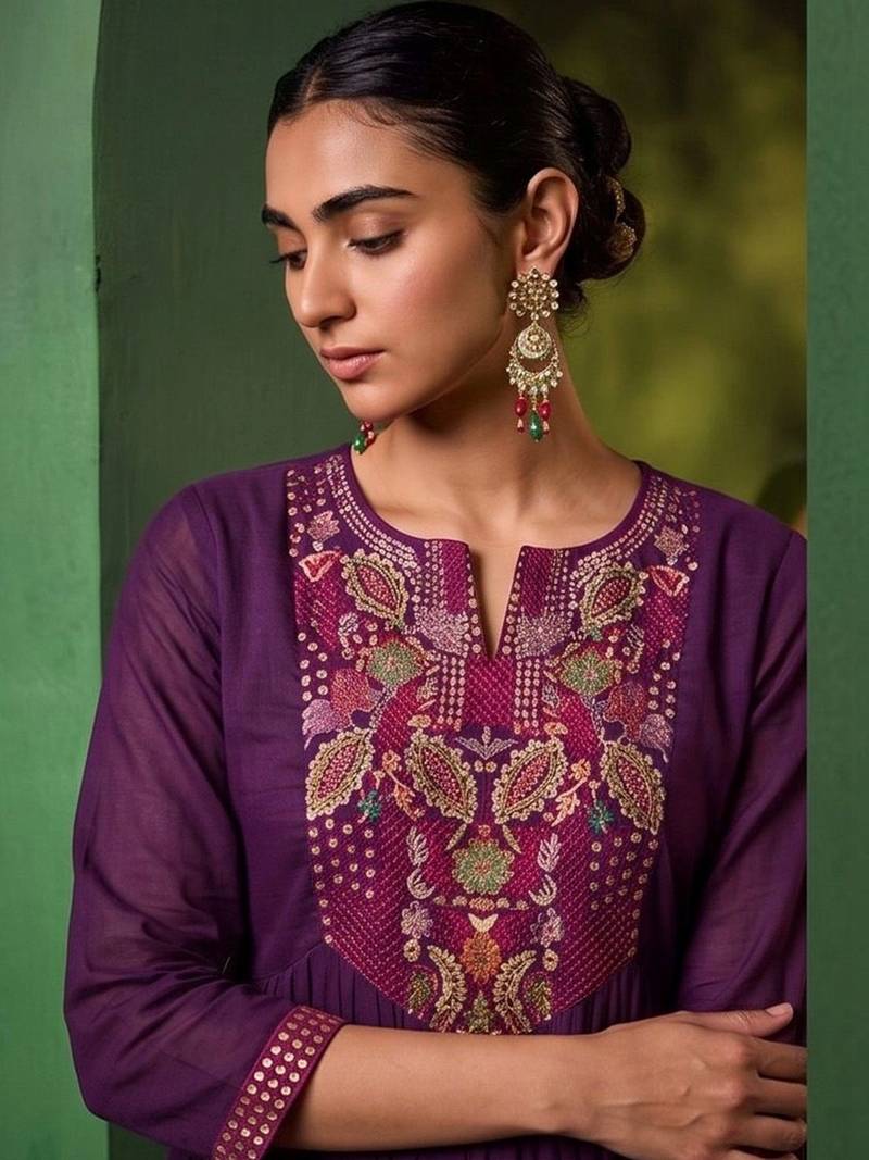 Women Ethnic Motifs Embroidered Empire Thread Work Kurta with Trousers & With Dupatta