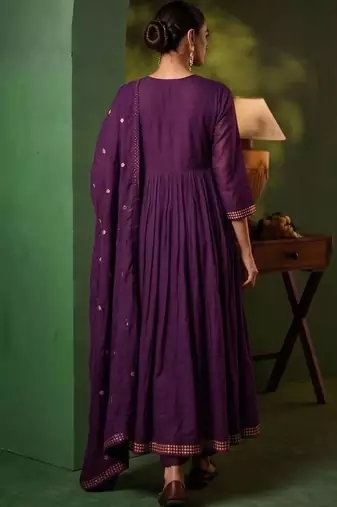 Women Ethnic Motifs Embroidered Empire Thread Work Kurta with Trousers & With Dupatta