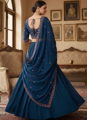 Women's  Black Silk Zari  Embroidery Work Lehenga Choli 2
