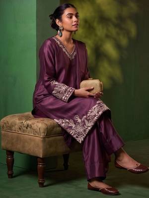 Women Ethnic Motifs Embroidered Regular Thread Work Kurta with Trousers & With Dupatta 2