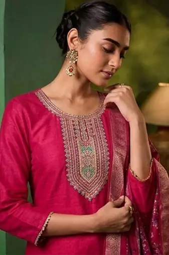Women Ethnic Motifs Embroidered Regular Thread Work Kurta with Trousers & With Dupatta