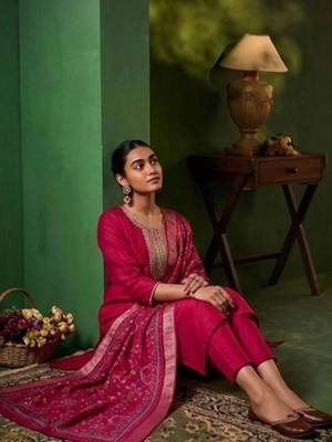 Women Ethnic Motifs Embroidered Regular Thread Work Kurta with Trousers & With Dupatta 5