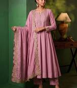 Women Ethnic Motifs Embroidered Regular Kurta with Trousers & With Dupatta