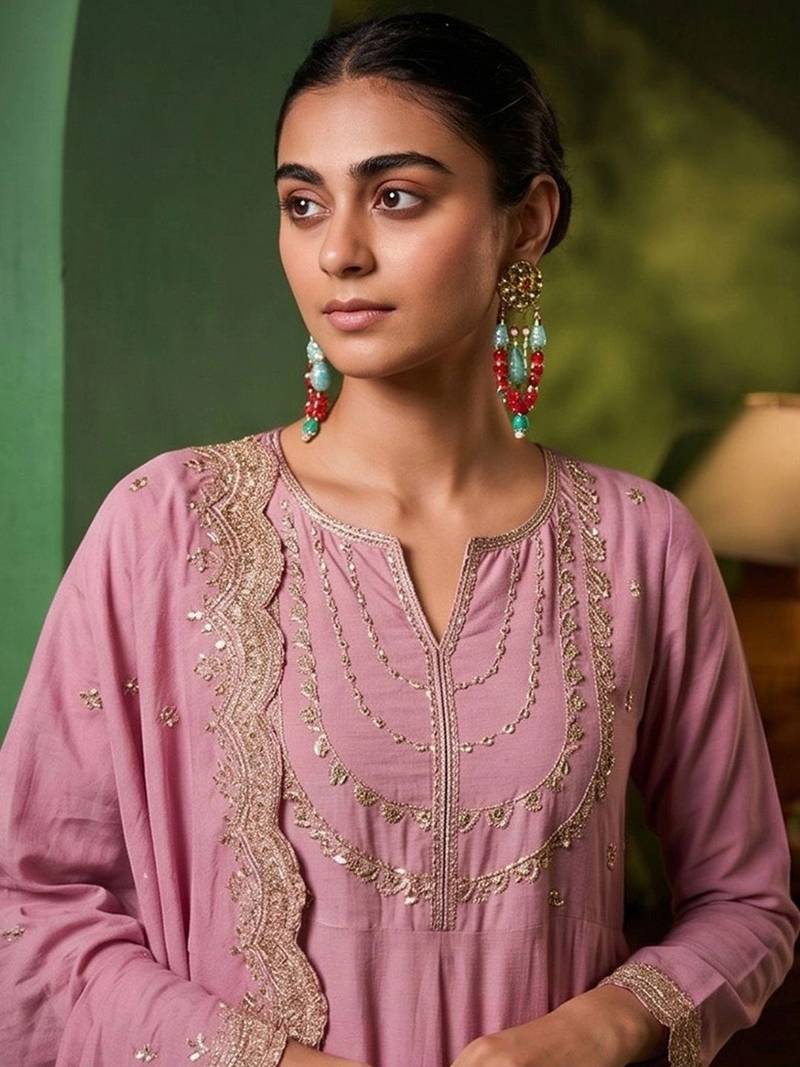 Women Ethnic Motifs Embroidered Regular Kurta with Trousers & With Dupatta