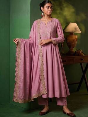 Women Ethnic Motifs Embroidered Regular Kurta with Trousers & With Dupatta 4