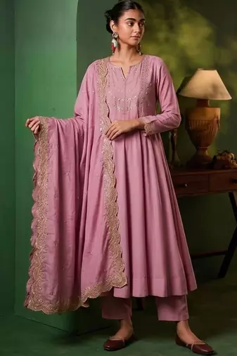 Women Ethnic Motifs Embroidered Regular Kurta with Trousers & With Dupatta