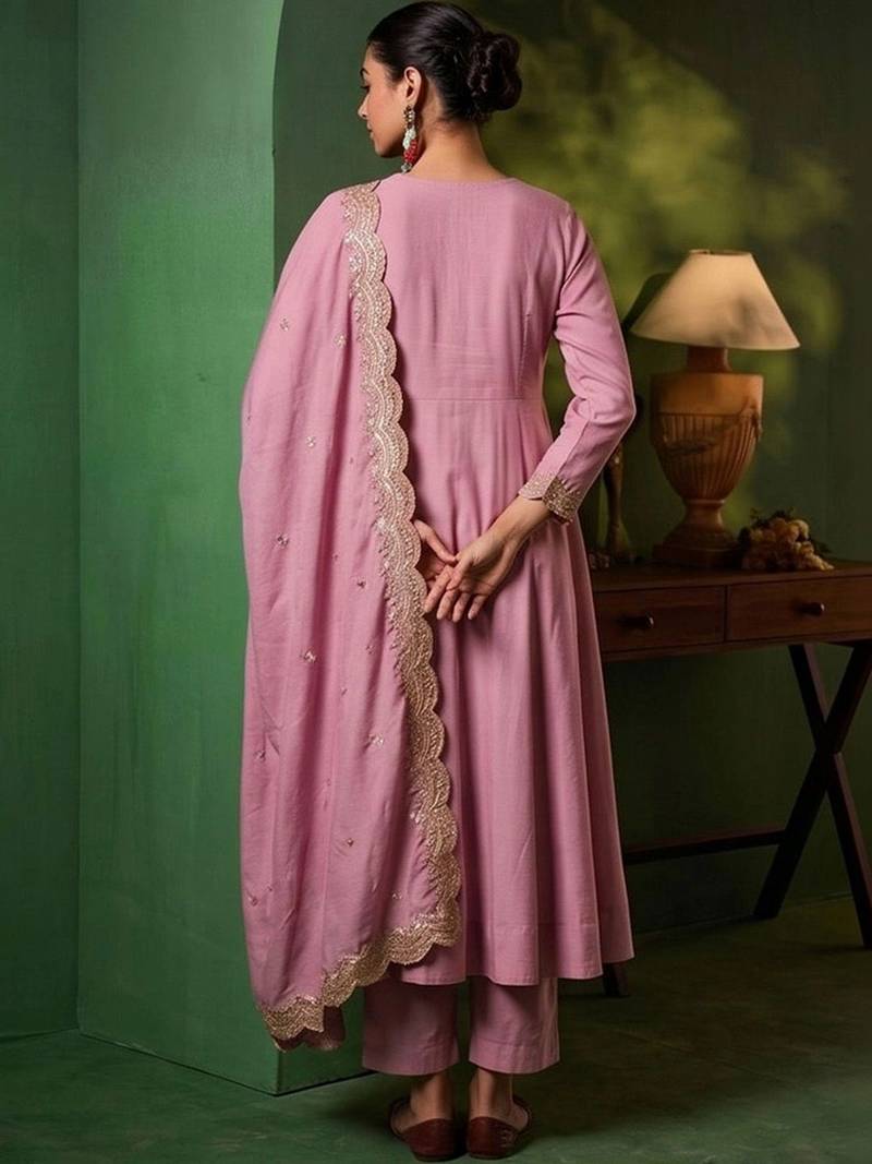 Women Ethnic Motifs Embroidered Regular Kurta with Trousers & With Dupatta