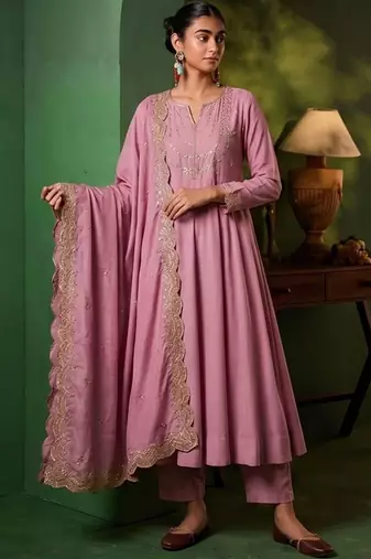 Women Ethnic Motifs Embroidered Regular Kurta with Trousers & With Dupatta