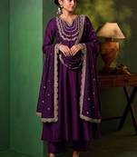 Women Ethnic Motifs Embroidered Regular Thread Work Kurta with Trousers & With Dupatta