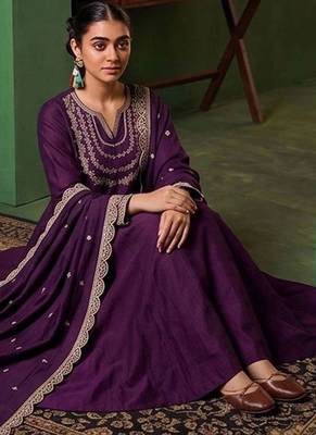 Women Ethnic Motifs Embroidered Regular Thread Work Kurta with Trousers & With Dupatta 5