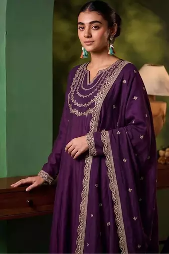 Women Ethnic Motifs Embroidered Regular Thread Work Kurta with Trousers & With Dupatta