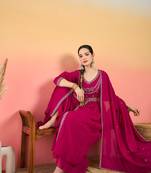 Women Ethnic Motifs Embroidered Empire Thread Work Kurta with Palazzos & Dupatta