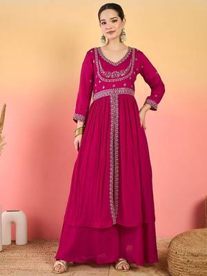 Women Ethnic Motifs Embroidered Empire Thread Work Kurta with Palazzos & Dupatta 2