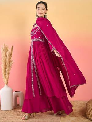 Women Ethnic Motifs Embroidered Empire Thread Work Kurta with Palazzos & Dupatta 3