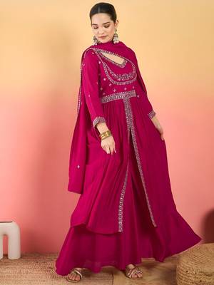 Women Ethnic Motifs Embroidered Empire Thread Work Kurta with Palazzos & Dupatta 6