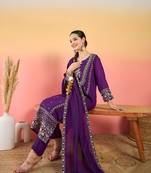 Women Ethnic Motifs Embroidered Regular Thread Work Kurta with Trousers & Dupatta