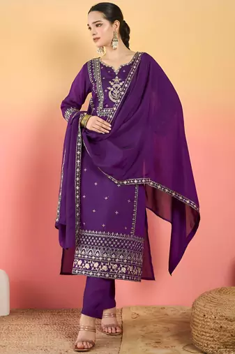 Women Ethnic Motifs Embroidered Regular Thread Work Kurta with Trousers & Dupatta