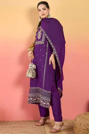 Women Ethnic Motifs Embroidered Regular Thread Work Kurta with Trousers & Dupatta