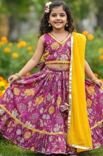 Purple floral lehenga choli