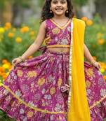 Purple floral lehenga choli