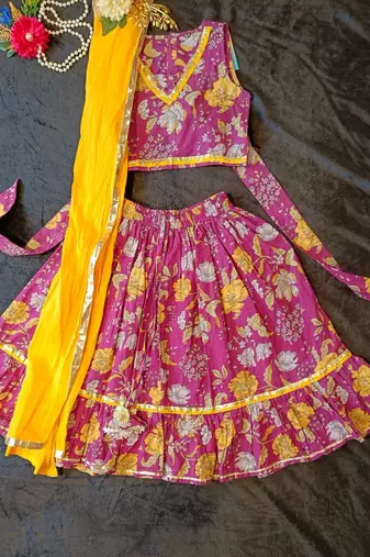 Purple floral lehenga choli