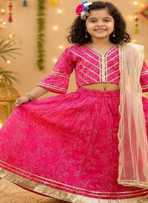 Pink block print lehenga 1