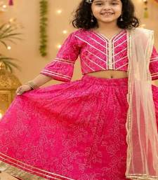 Pink block print lehenga