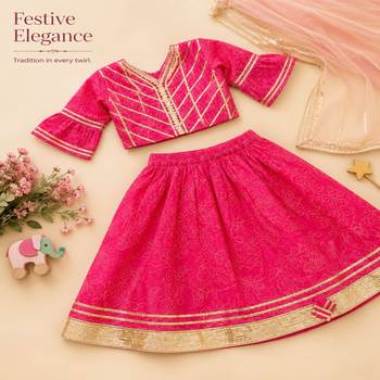 Pink block print lehenga 4