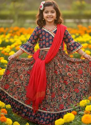 Navy blue floral lehenga 1