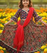 Navy blue floral lehenga