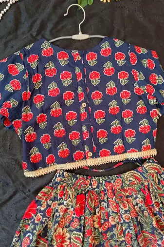 Navy blue floral lehenga