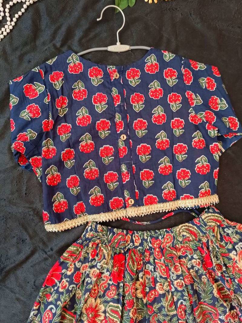 Navy blue floral lehenga