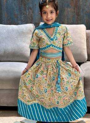 Blue paisley lehenga 1
