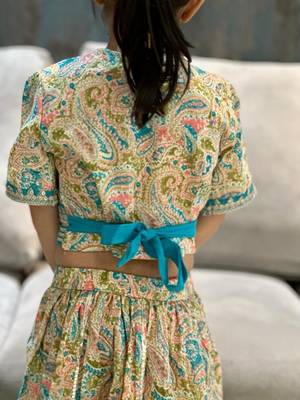 Blue paisley lehenga 2