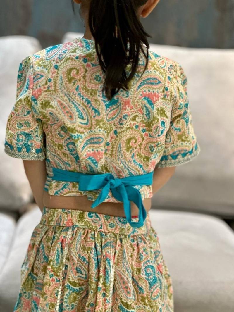 Blue paisley lehenga