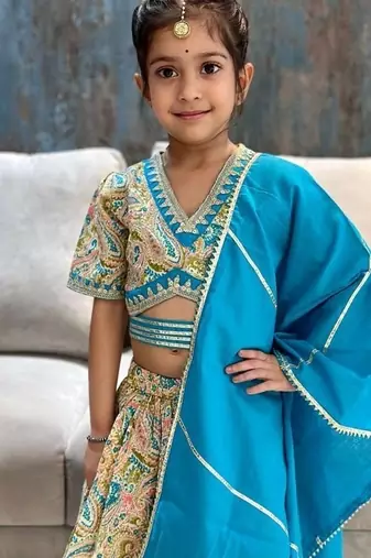 Blue paisley lehenga
