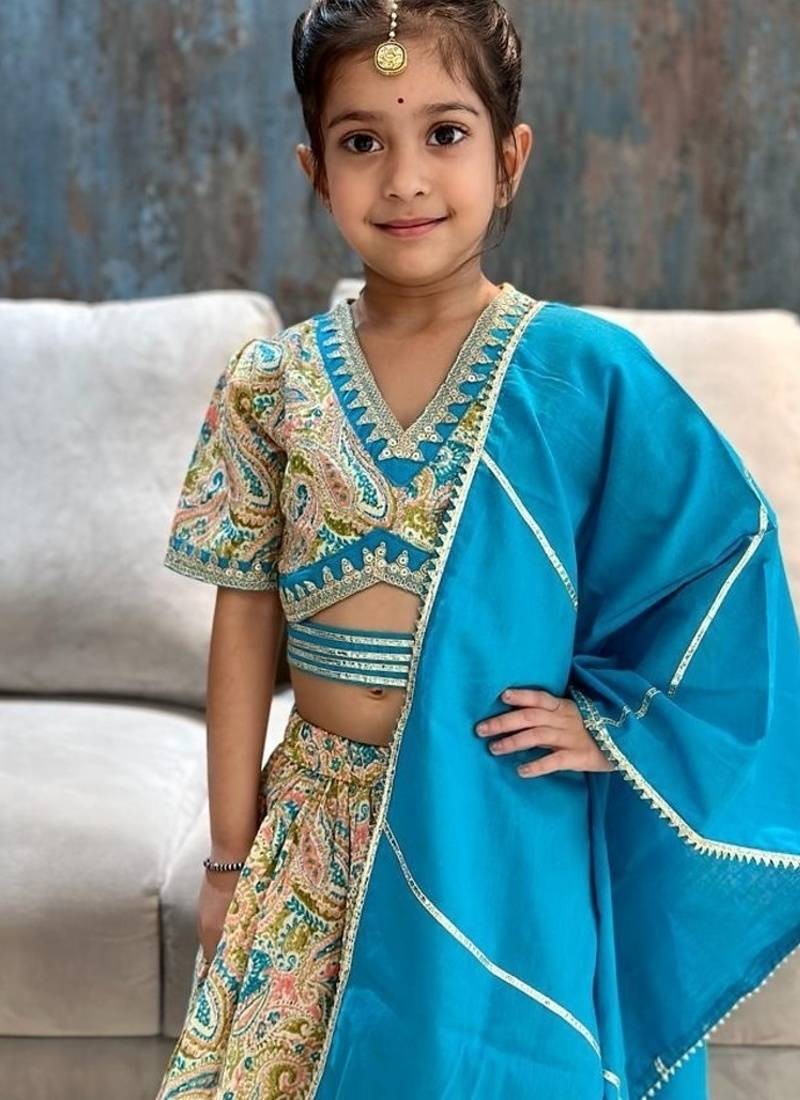 Blue paisley lehenga