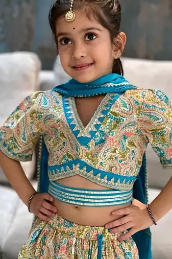 Blue paisley lehenga