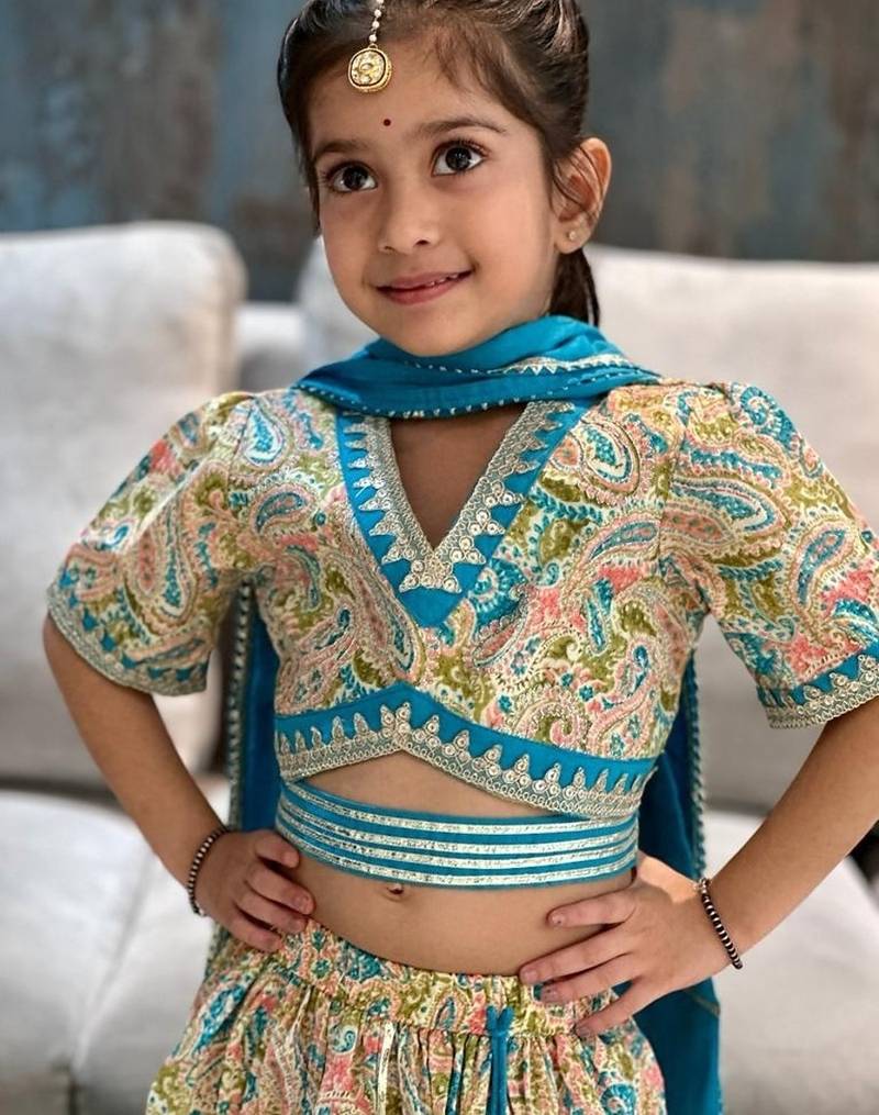 Blue paisley lehenga