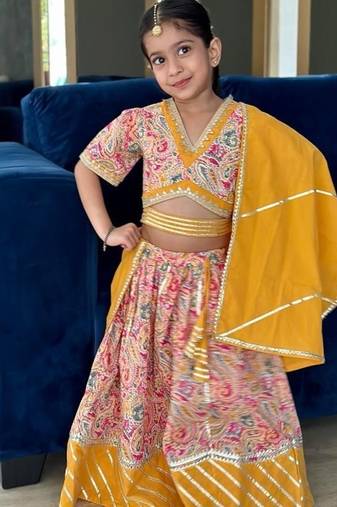 Mustard paisley lehenga
