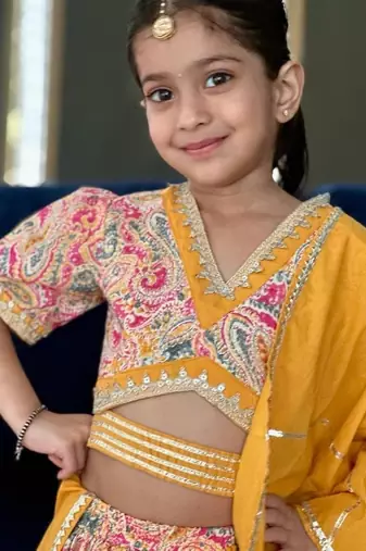 Mustard paisley lehenga