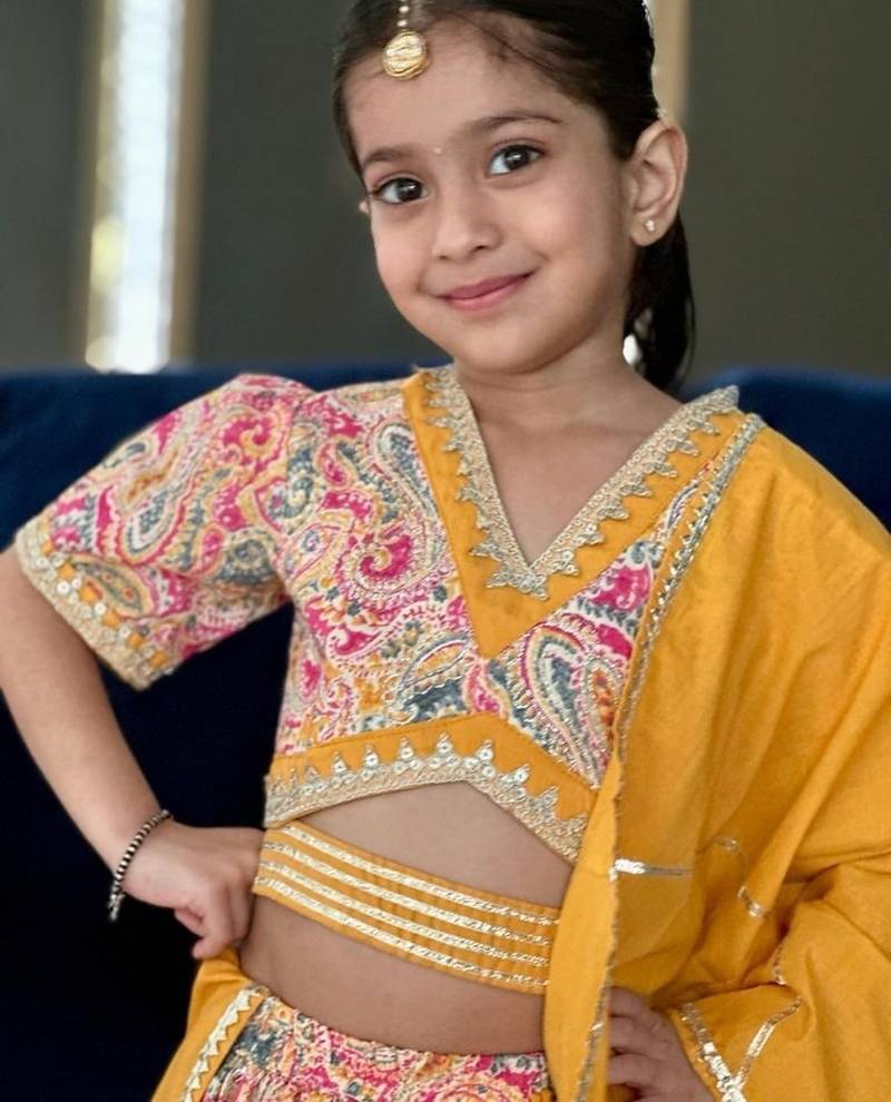 Mustard paisley lehenga