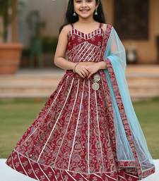 Maroon block print lehenga