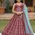 Maroon block print lehenga