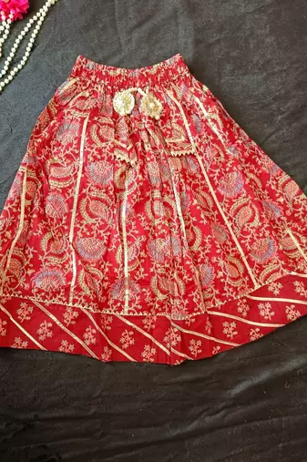 Maroon block print lehenga